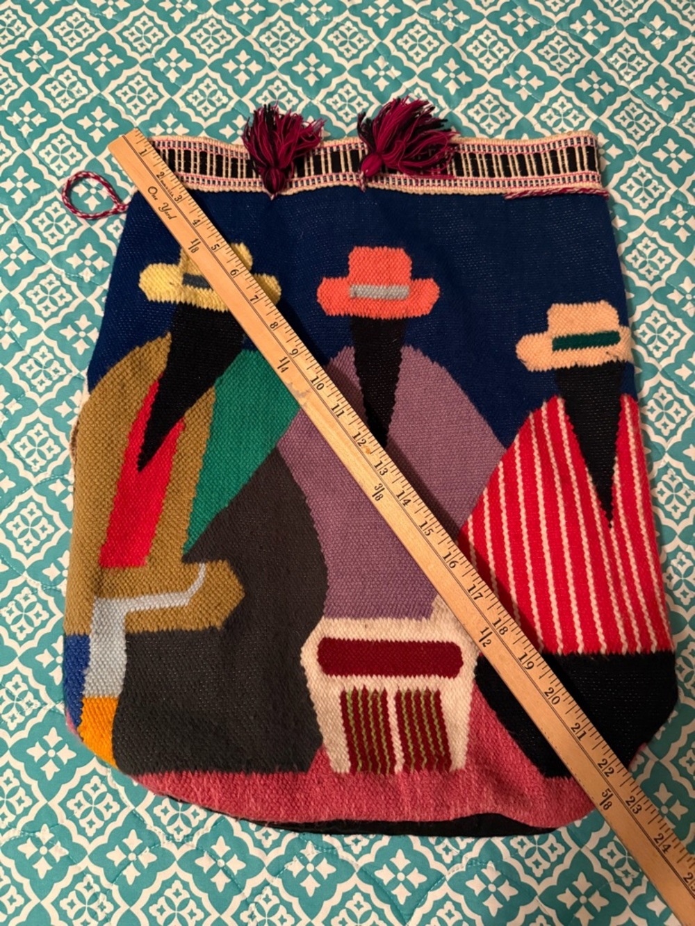 Handwoven Colorful Peruvian Bag with Tassels - Picture 7 of 7